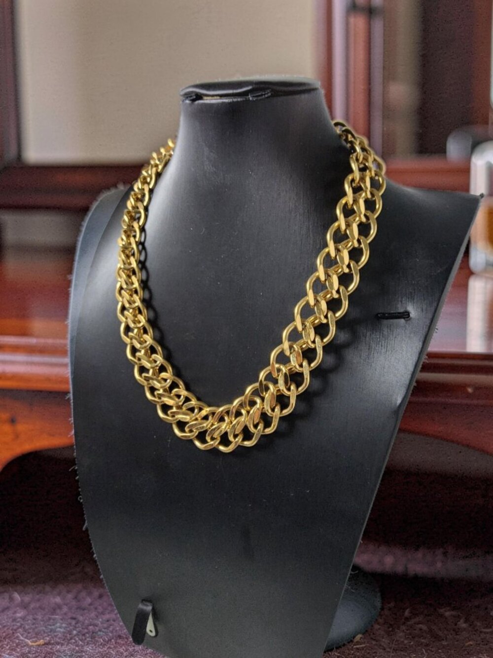Vintage Napier Unisex Heavy Goldtone Double Chainlink Necklace, 18" long x .75" - Picture 13 of 16